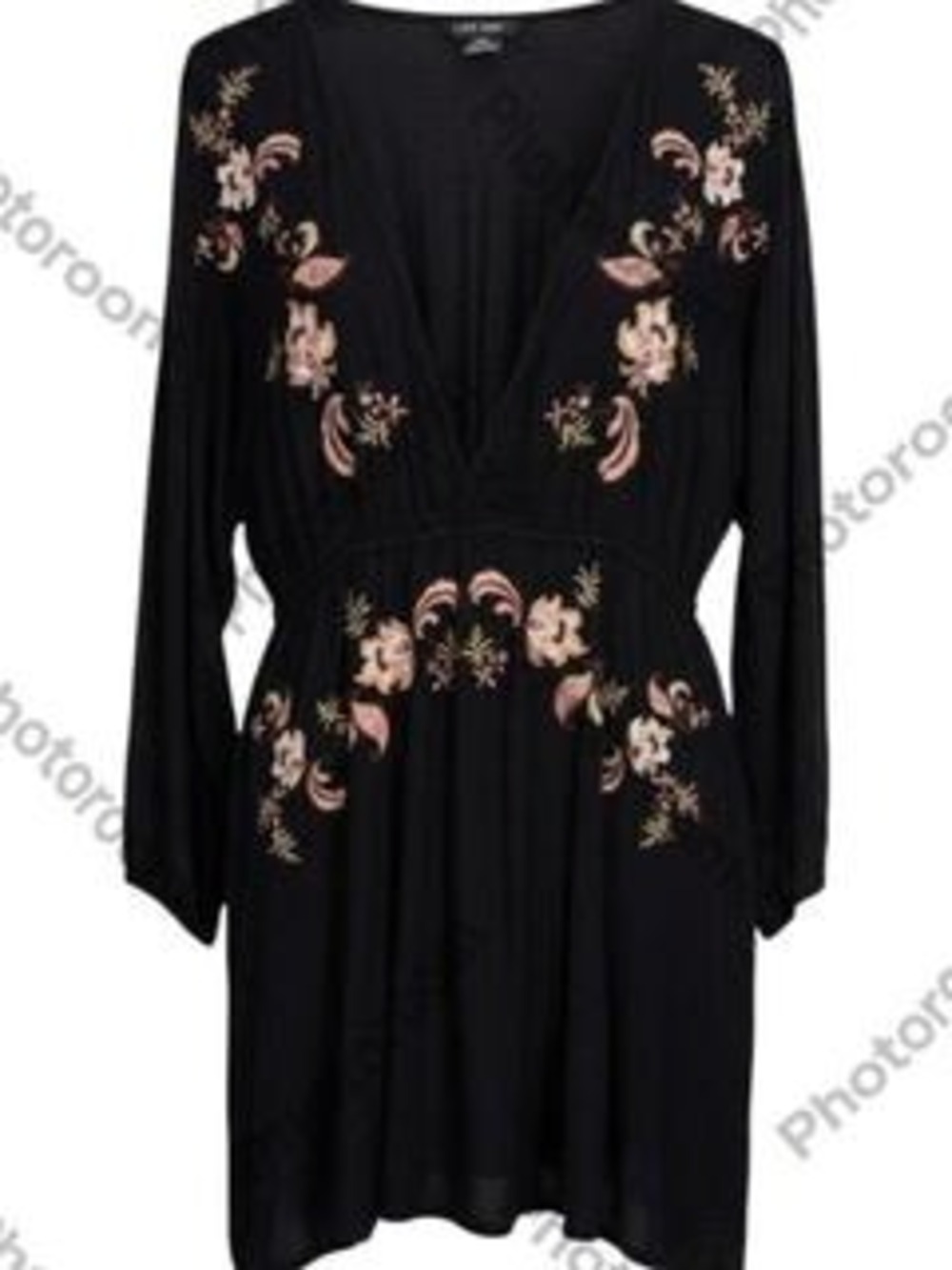 City Chic Women's Embroidered Tunic Dress Black M